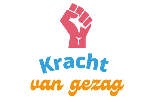 Afbeelding van een vuist en een titel 'Kracht van gezag'. 