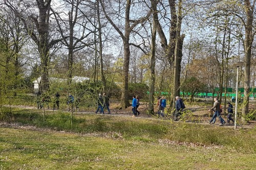 Deelnemers gezondheidswandeling aan de wandel.