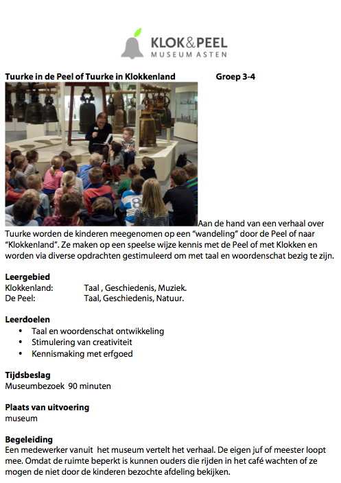 Download het PDF-document 'Aanbod Klok & Peel voor groep 3 en 4'