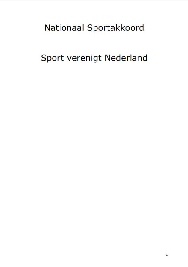 Download het PDF-document Nationaal Sportakkoord: sport verenigt Nederland